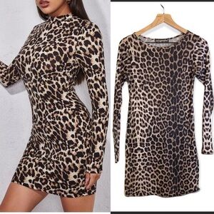 Missguided bodycon leopard animal print dress size small/medium